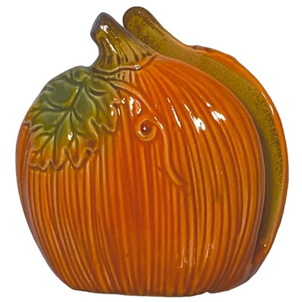 Pumpkin Napkin Holder Hand Painted Glazed Ceramic Seasonal Functional Art - Picture 12 of 12